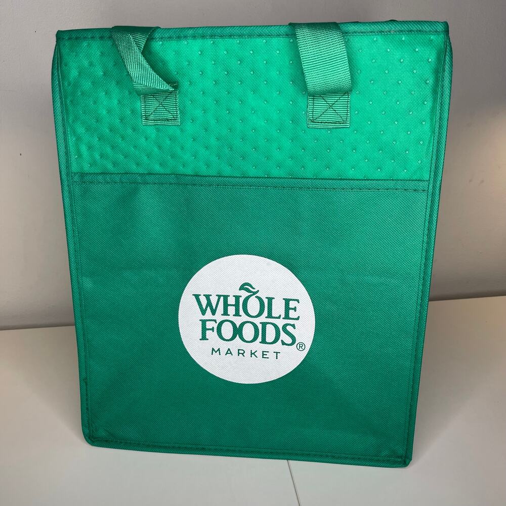 Whole Foods Market Green Insulated Hot Cold Cooler Tote Bag White Logo NEW! NWT! - Picture 4 of 11